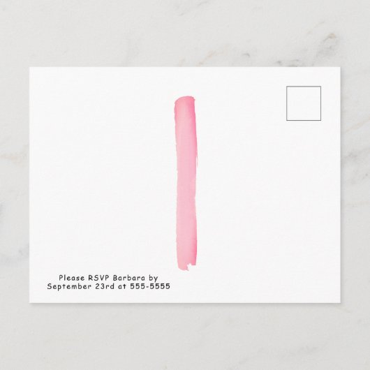 Schattigee roze poot foto verjaardagsfeestuitnodig uitnodiging briefkaart (Achterkant)