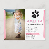 Schattigee roze poot foto verjaardagsfeestuitnodig uitnodiging briefkaart (Voorkant)