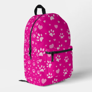 Schattigee Roze Poot Print en Hart Patroon Rugzak
