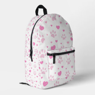 Schattigee Roze Poot Print en Hart Patroon Rugzak