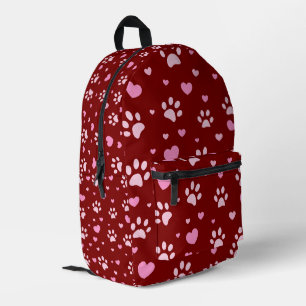 Schattigee Roze Poot Print en Hart Patroon Rugzak