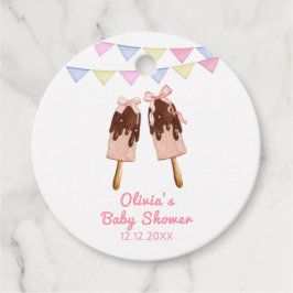 Schattigee Roze Popcicle Bow Ice Cream Baby shower Bedankjes Labels