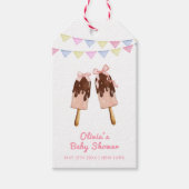 Schattigee Roze Popcicle Bow Ice Cream Baby shower Cadeaulabel (Voorkant)