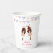 Schattigee Roze Popcicle Bow Ice Cream Baby shower Papieren Bekers (Achterkant)