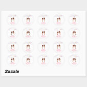 Schattigee Roze Popcicle Bow Ice Cream Baby shower Ronde Sticker (Vel)