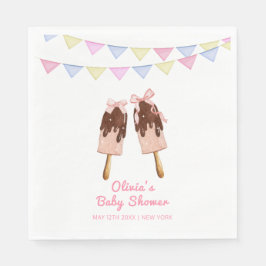 Schattigee Roze Popcicle Bow Ice Cream Baby shower Servet