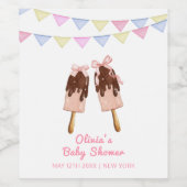 Schattigee Roze Popcicle Bow Ice Cream Baby shower Wijn Etiket (Enkel label)