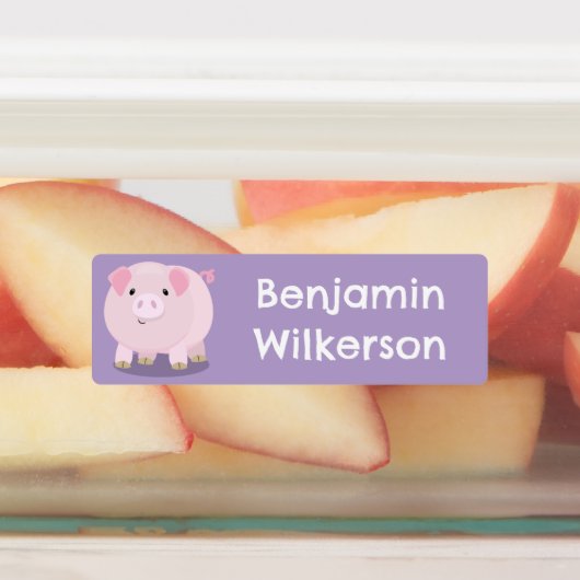 Schattigee roze potje buikvarken cartoon gepersona labels (Aangebracht)