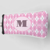 Schattigee roze preppy argyle aangepaste monogram golfheadcover (Voorkant)