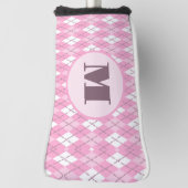 Schattigee roze preppy argyle aangepaste monogram golfheadcover (Draai 90)