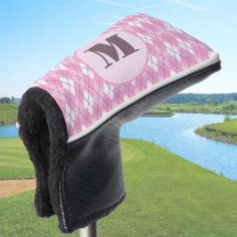 Schattigee roze preppy argyle aangepaste monogram  golfheadcover
