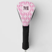 Schattigee roze preppy argyle aangepaste monogram  golfheadcover (Voorkant)