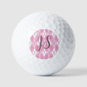 Schattigee roze preppy argyle dames aangepaste mon golfballen (Voorkant)
