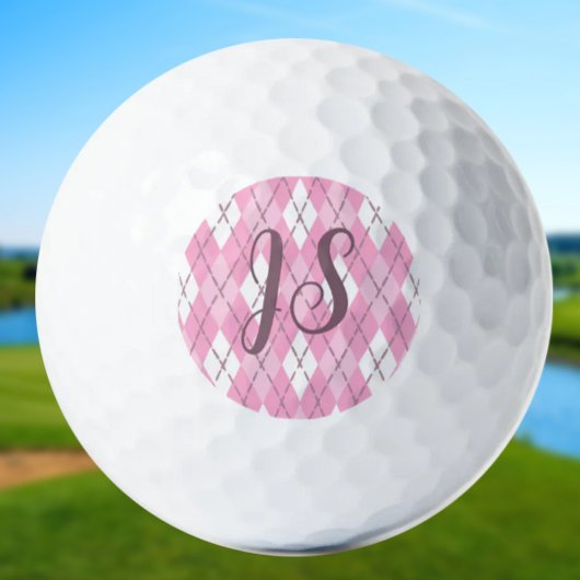 Schattigee roze preppy argyle dames aangepaste mon golfballen
