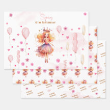 Schattigee roze prinses en ballonnen verjaardag