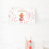Schattigee roze prinses en ballonnen verjaardag spandoek (Insitu)