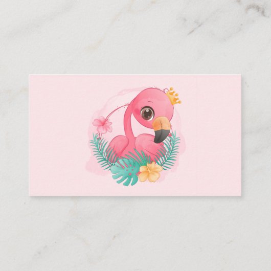 Schattigee Roze Prinses Flamingo Meisje Luier Raff Visitekaartje (Achterkant)
