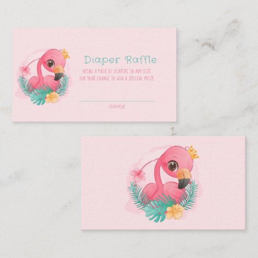 Schattigee Roze Prinses Flamingo Meisje Luier Raff Visitekaartje (Voorkant / Achterkant)