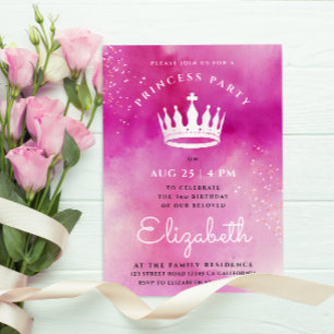 Schattigee Roze Prinses Kroon Royal Waterverf Kaart