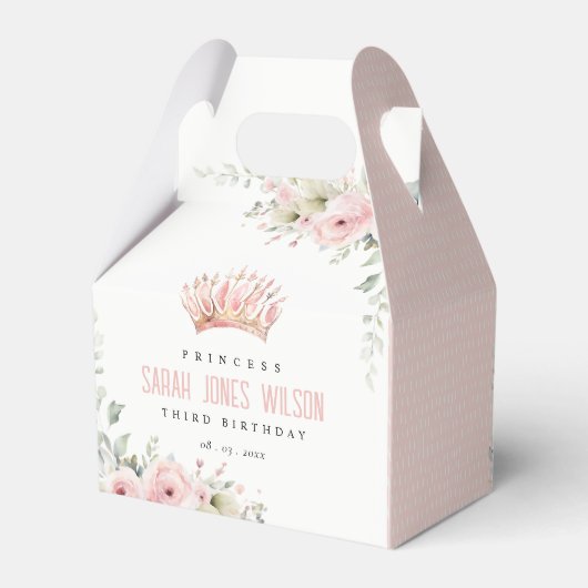 Schattigee Roze Prinses Kroon Tiara Bloemen Verjaa Bedankdoosjes (Achterkant)