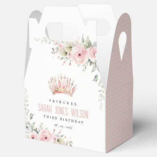 Schattigee Roze Prinses Kroon Tiara Bloemen Verjaa Bedankdoosjes (Geopend)