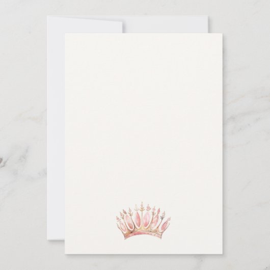 Schattigee Roze Prinses Kroon Tiara Bloemen Verjaa Bedankkaart (Achterkant)