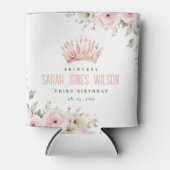 Schattigee Roze Prinses Kroon Tiara Bloemen Verjaa Blikjeskoeler (Voorkant)