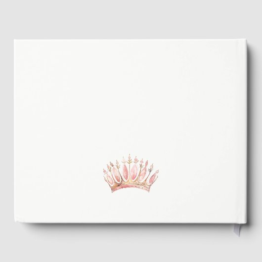 Schattigee Roze Prinses Kroon Tiara Bloemen Verjaa Gastenboek (Achterkant)