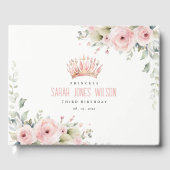 Schattigee Roze Prinses Kroon Tiara Bloemen Verjaa Gastenboek (Voorkant)