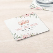 Schattigee Roze Prinses Kroon Tiara Bloemen Verjaa Kartonnen Onderzetters (Schuin)