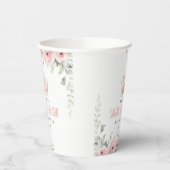 Schattigee Roze Prinses Kroon Tiara Bloemen Verjaa Papieren Bekers (Links)