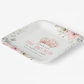 Schattigee Roze Prinses Kroon Tiara Bloemen Verjaa Papieren Bordje (Gebogen)