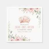 Schattigee Roze Prinses Kroon Tiara Bloemen Verjaa Servet (Voorkant)