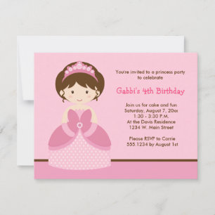 Schattigee Roze Prinses Meisje Verjaardagsfeestje Kaart