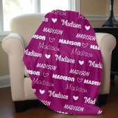 Schattigee roze pruim Herhalende Naam Gepersonalis Fleece Deken