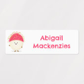 Schattigee roze Rambutan cartoon gepersonaliseerd Labels (Design 2)