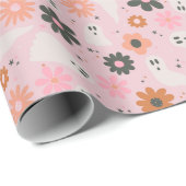 Schattigee Roze Retro Bloemen Geesten Halloween Cadeaupapier (Rol Hoek)