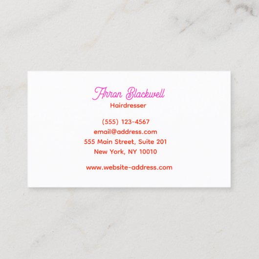 Schattigee Roze Retro Hair Stylist Schaar Visitekaartje (Achterkant)
