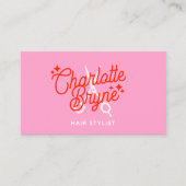 Schattigee Roze Retro Hair Stylist Schaar Visitekaartje (Voorkant)