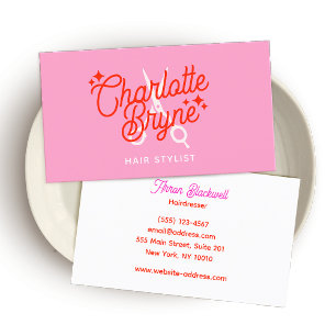 Schattigee Roze Retro Hair Stylist Schaar Visitekaartje