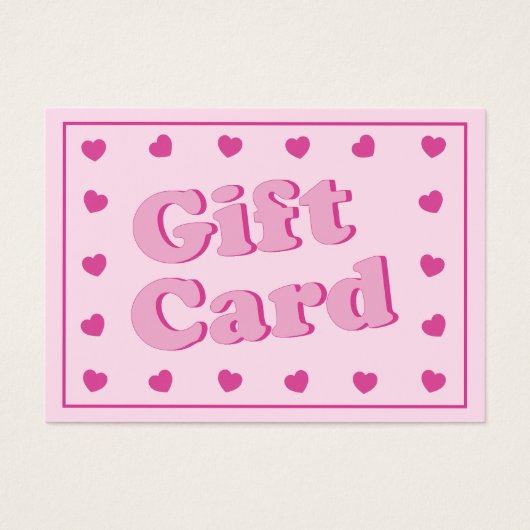 Schattigee Roze Retro Harten Gift Kaart (Voorkant)