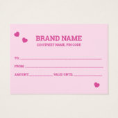 Schattigee Roze Retro Harten Gift Kaart (Achterkant)