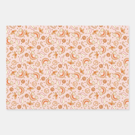 Schattigee Roze Retro Kerstdisco Rainbow Santa Inpakpapier Vel (Voorkant 3)