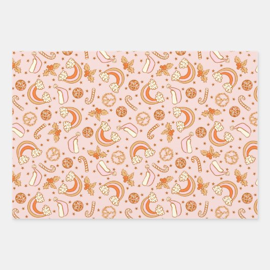 Schattigee Roze Retro Kerstdisco Rainbow Santa Inpakpapier Vel (Voorkant 2)