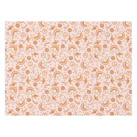 Schattigee Roze Retro Kerstdisco Rainbow Santa Tafelkleed (Voorkant (Horizontaal))