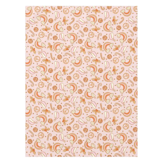 Schattigee Roze Retro Kerstdisco Rainbow Santa Tafelkleed (Voorkant)