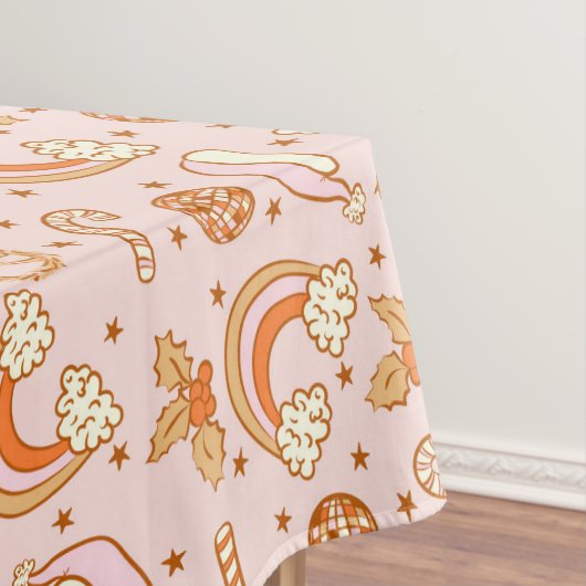 Schattigee Roze Retro Kerstdisco Rainbow Santa Tafelkleed (Voorbeeld)