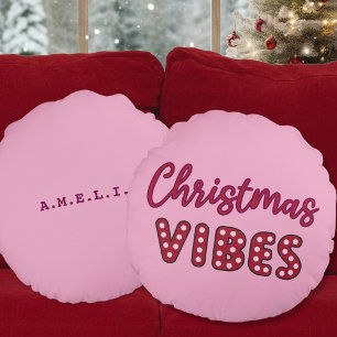 Schattigee roze retro kerstvibes rond kussen