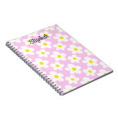 Schattigee roze retro madeliefjes girly journaling notitieboek (Rechterzijde)