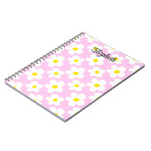 Schattigee roze retro madeliefjes girly journaling notitieboek (Linkerzijde)